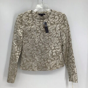 Theory Vintee Antique Jacquard Champagne/Silver Blazer/Jacket Evening NWT Size 0